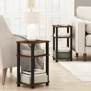 Furinno 2PCS 3-Tier Industrial Accent End Table Sofa Side Table Nightstand W/Open Bookshelf for Living Room&Home Office&Study&Bedroom,Amber Pine/Black - 1 of 4