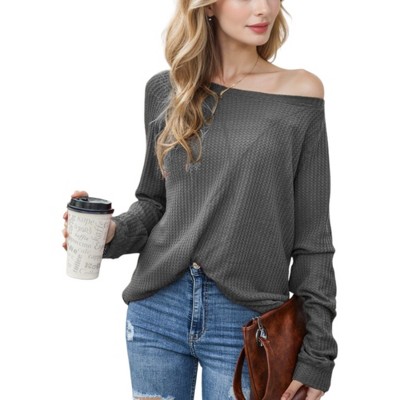 Anna-Kaci Women's Cross Stitching Textured Long Sleeve Pullover