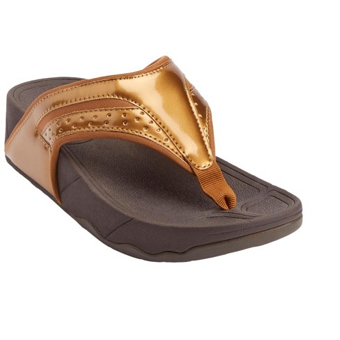 Comfortview Women's Wide Width The Sporty Thong Sandal, 7 W - Bronze