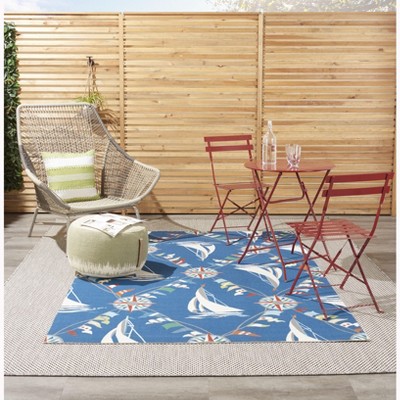 Nautical Blue Rectangular Synthetic Indoor/Outdoor Area Rug