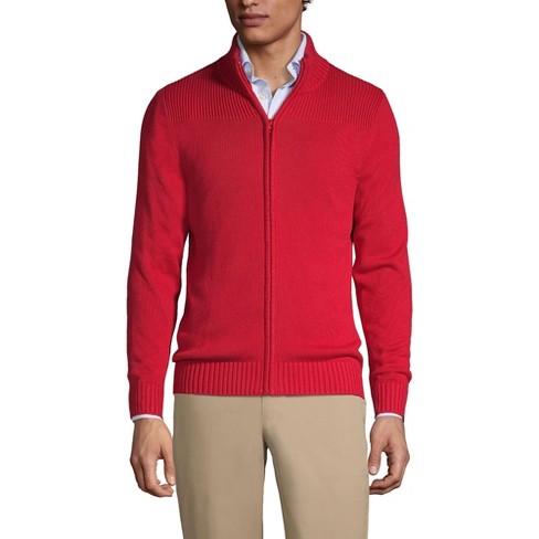 Lands End School Uniform Men s Cotton Modal Zip Front Cardigan Sweater Large Red Target