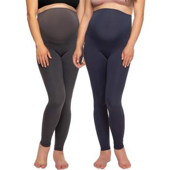 Felina Women's Velvety Soft Maternity Leggings For Women - Yoga Pants For Women, Maternity Clothes - (2-Pack)