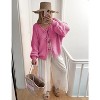 Women's Tie Front Bow Cardigan Sweaters Chunky Knit Long Puff Sleeve Fall Winter Loose Jacket Coats - 3 of 4