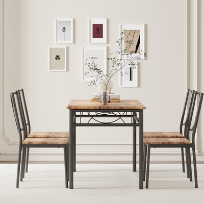 5 Piece dinette Table Set with 4 Upholstered Chairs, Rectangular Dining Room Table Set of 4