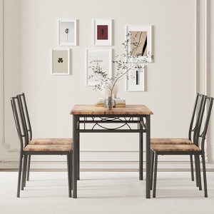 5 Piece dinette Table Set with 4 Upholstered Chairs, Rectangular Dining Room Table Set of 4 - 1 of 4