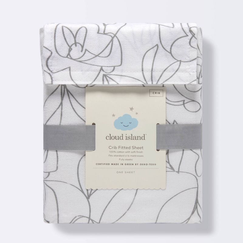 Fitted Crib Sheet - Cloud Island&#8482; Line Floral, 6 of 7