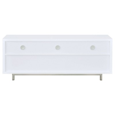 White Modern TV Stand with 2 Drawers and Shelves