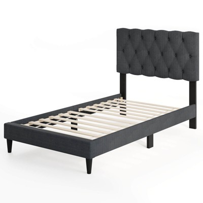 Safstar Twin Size Bed Frame with Button-Tufted Headboard & Wooden Slats Easy Assembly