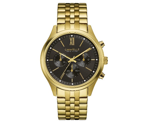 Caravelle New York by Bulova Men's Chronograph Gold-Tone Stainless Steel Bracelet Watch - 44A108