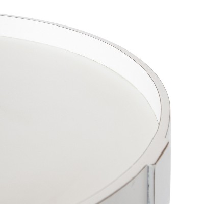 Bellport 22.5" Rustic White Round Wooden Side Table with Shelf