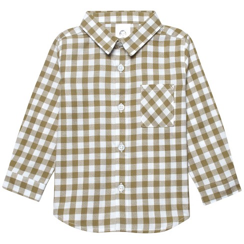 Gerber Kids Infant & Toddler Boys Gray Plaid Woven Plaid Shirt - 18mo