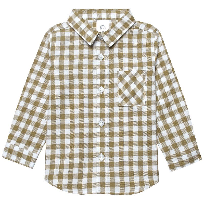 Gerber Infant and Toddler Boys' Woven Collard Button Down Plaid Shirt, 1 of 10