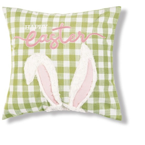 Easter Pillow Cover, 16x16 inches, Gray Easter Bunny, Indoor or Outdoor,  Spring