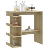 vidaXL Sonoma Oak Bar Table with 3 Storage Racks, 39.4"x19.7"x40", Engineered Wood, Rectangular, Comfort Footrest, Small Space Solution - 4 of 4