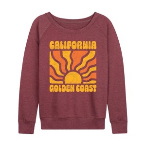 Women's - Instant Message - California Golden Coast Lightweight French Terry Wide Neck Long Sleeve Graphic Shirt - 1 of 4