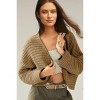 Womens Cardigan Sweater Knit Cropped Open Front Strip Rib Textured Cardigan with Curved Hem Trendy Sweater Cardigan Knit Shrugs - 3 of 4