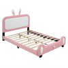 Full Size Platform Bed Frame With Rabbit Shape Upholstered Headboard And Footboard, 10 Wooden Slats Support, White+Pink - 3 of 4
