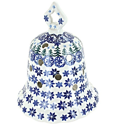 Festive Polish Pottery Peacock Christmas Ball Ornament - (D56