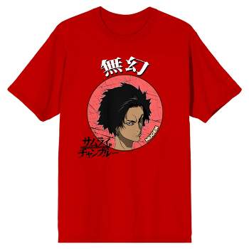 Samurai Champloo Mugen Head In Circle Men's Red T-Shirt