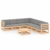 vidaXL Patio Furniture Set 8 Piece Outdoor Sectional Sofa Solid Wood Pine - Natural With Cushions - 2 of 4