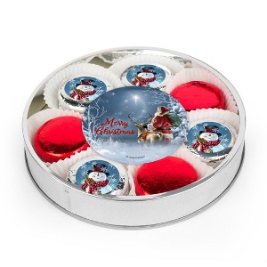 Merry Christmas Snowman Chocolate Covered Oreos Large Plastic Gift Tin - 1 of 1