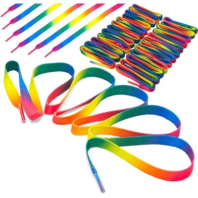 Zodaca 12 Pack Ombre Rainbow Flat Shoe Laces (47 in)