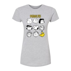 Women's - Peanuts - Many Faces Of Snoopy And Friends Fitted Graphic T-Shirt - 1 of 3