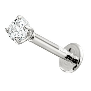 Jewelry Avalanche Unisex 14K Gold 2.5mm Diamond Labret Studs, Monroe, Lip Ring, 16G - 1 of 4