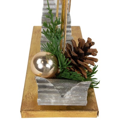11" Gold and Silver Metal Noel Tabletop Sculpture
