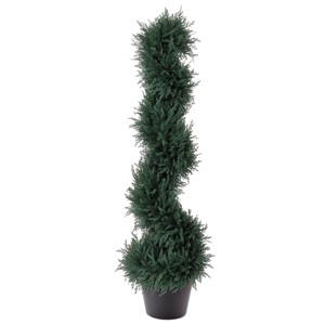 TopComfy Artificial Trees Artificial Cedar Tree Topiary Spiral Cedar Topiary Tree Faux Cedar Tree Artificial Tree for Room, Dark Green, 7"*7"*35.5" - 1 of 4