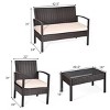Costway 8PCS Patio Rattan Conversation Furniture Set Cushioned Seat Glass Table - 3 of 4