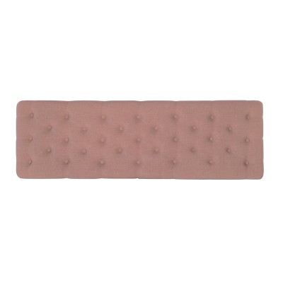 Isabelle Washed Pink Linen 62" Tufted Bench with Bronze Nailheads
