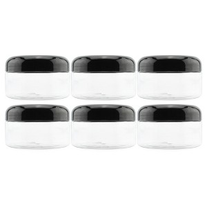 Cornucopia Brands Clear Plastic Jars w/ Black Plastic Lids 6pk; BPA Free for Bathroom, Kitchen, Crafts - 1 of 4