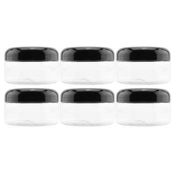 Cornucopia Brands Clear Plastic Jars w/ Black Plastic Lids 6pk; BPA Free for Bathroom, Kitchen, Crafts