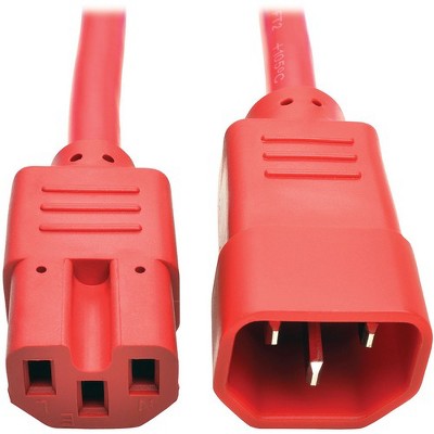  Tripp Lite 2ft Heavy Duty Power Extension Cord 15A 14 AWG C14 C15 Red 2' - For PDU, UPS, Computer, Server, Storage Device, Workstation 