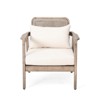 FATMOON Outdoor Acacia Wood Patio Club Chair,Waterproof Cushion Deep Seating for Porch, Weight Capacity 400lbs, Light Brown, Cream Cushion - 4 of 4