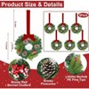 6 Pcs Small Wreath Cabinets Kitchen Xmas Decor 11.5 Inch with Bow Frosted Berries Pine Tips Pinecones Hanging Indoor Fireplace - 2 of 4