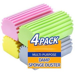 Damp Clean Duster Sponge 4pack Magic Eraser Reusable Dusting Household Cleaning for Blinds Glass Baseboards Radiators - 1 of 4