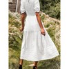 Womens Summer Puff Short Sleeve Maxi Dress Square Neck Smocked Tiered Ruffle A Line Long Flowy Beach Dresses - 2 of 4