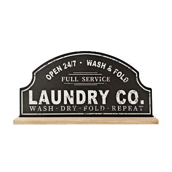 VIP Wood 15.75 in. Black Laundry Table Decor