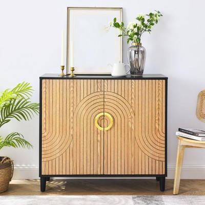 Sideboard Buffet Cabinet, 39'' Storage Cabinet with 2 Doors and Adjustable Shelves, Freestanding Coffee Bar Cabinet for Living Room Kitchen Hallway