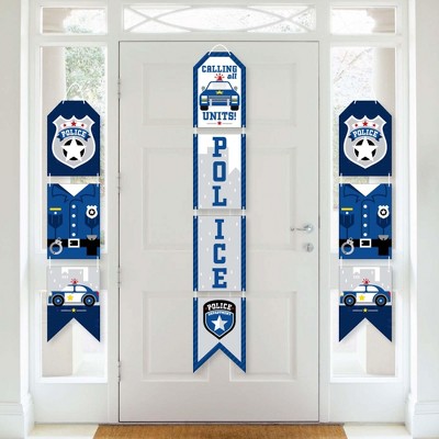 Big Dot of Happiness Calling All Units - Police - Hanging Vertical Paper Door Banners - Cop Birthday Party or Baby Shower Wall Kit - Indoor Door Decor