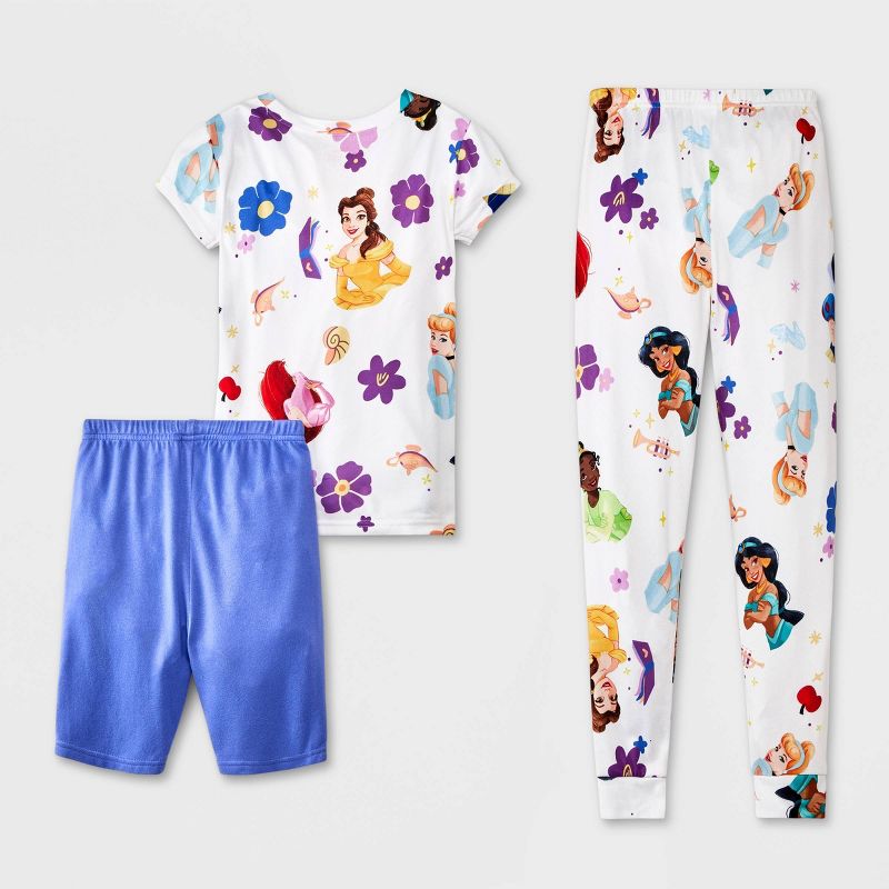 Girls&#39; Disney Princess 3pc Pajama Set - White/Purple, 2 of 5