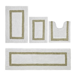 Hotel 4 PC Bath Rug 100% Premium Cotton Tufted Weave Two Tone Reversible Bathroom Rug, Super Soft Absorbent, Machine Washable Bath Mat - 1 of 4