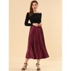 INSPIRE CHIC Women's Party Elastic Waist Metallic Shiny Accordion Pleated Midi Skirt - 3 of 4