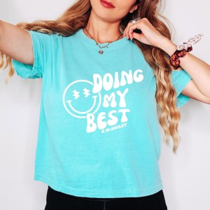 Simply Sage Market S.W.Smiley Doing My Best Smiley Face Boxy Crop Top - 1 of 4