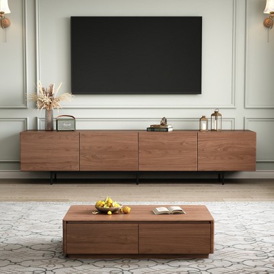 Etelifrank Wood TV Stand Media Console With 4-Cabinets