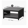 Coffee Table With Storage Farmhouse Coffee Table Wood Cocktail Table Square Living Room Table With Half Open Storage Compartment Black - 2 of 4