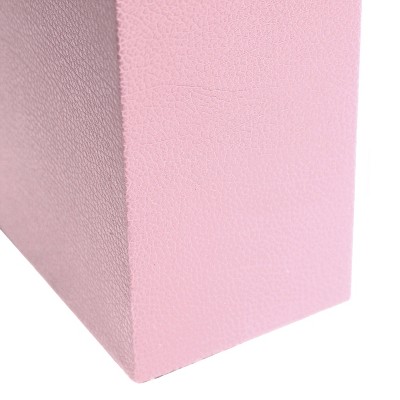 Pink Leather Table Lamp with White Fabric Shade