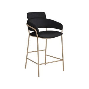 Meridian Furniture,Yara Black Velvet Counter Stool - 1 of 4